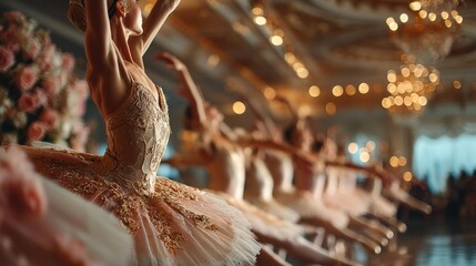 Elegant Ballerinas in Graceful Poses at a Lavish Dance Performance