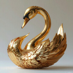 Cigno reale dorato in una natura fantastica