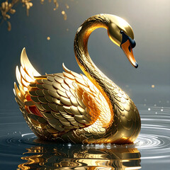 Cigno reale dorato in una natura fantastica