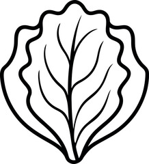 Detailed Line Drawing of Lettuce Leaf with Wavy Edges for Healthy Food Design