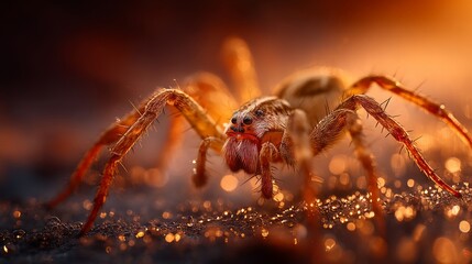Detailed Close-Up of a Spider Showcasing its Unique Features and Environment