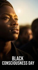 Empowered Black person gazes forward with hope, symbolizing Black Consciousness Day celebrated on November 20th, recognizing African heritage and pride.