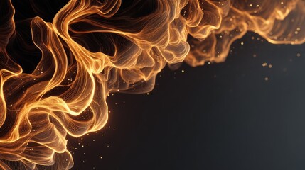 Abstract Flowing Lines with Golden Hues and Dark Background in Modern Art Style