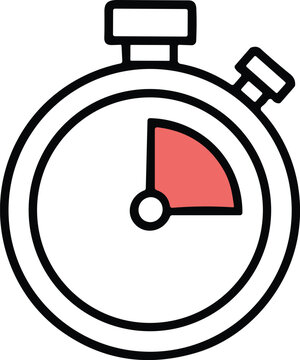 Timer Icon Indicating Speed, Time Limit, Deadline, Urgency, Measurement, Race, Productivity, or Quick Service, Isolated Vector Outline Illustration in Modern Flat Design Style.