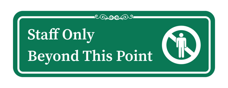 No Entry Staff Only, sign and sticker vector. authorized personnel only. Ban sign with silhouette of person and text on the right. Horizontal strip, red and white background.