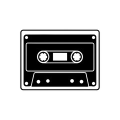 Naklejka premium Isolated black cassette tape design silhouette