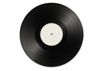 Obraz premium Vinyl record playing music sound album disc with blank white label for custom design artwork