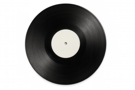 Vinyl record playing music sound album disc with blank white label for custom design artwork