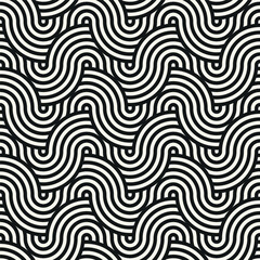Seamless vector pattern featuring geometric monochrome texture and bold repeating striped ribbons. Perfect for modern surface design, packaging, and digital backgrounds.
