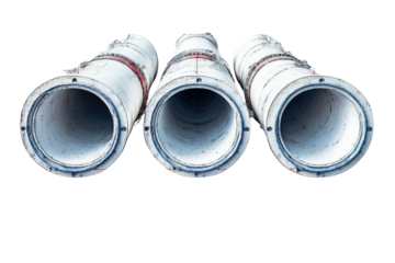 Three industrial pipes with large openings facing forward