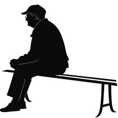 Grandparent sitting on bench silhouette