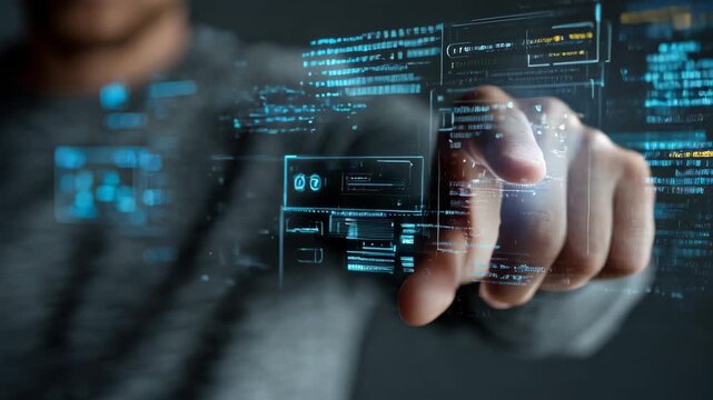 A software developer interacting with a multilingual interface showcasing seamless integration of language options on a digital platform.