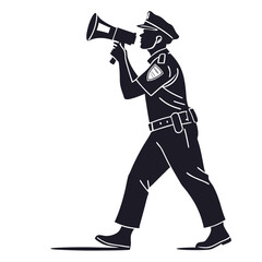 Police officer holding megaphone silhouette