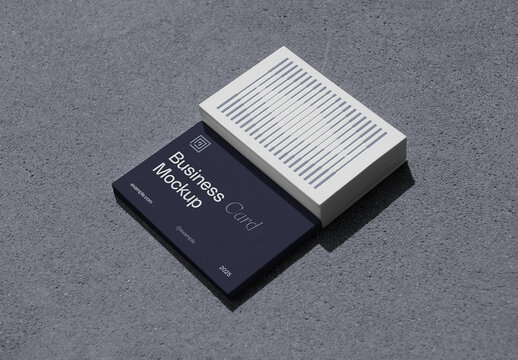 Two Lying Stack of Business Cards Mockups