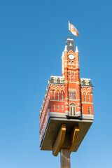 Close-up of a Very Elaborate Birdhouse Isolated on Blue