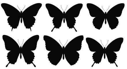 A collection of black butterfly silhouettes arranged in a grid pattern © Ferdous_Studio