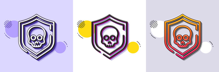 Cyber attack line icon. Halftone dotted pattern. Gradient icon with grain shadow. Ransomware threat sign. Data protection symbol. Line cyber attack icon. Various designs. Vector