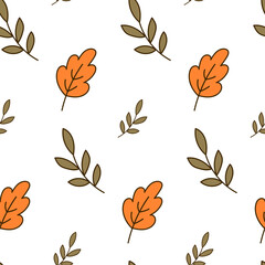 Cute floral seamless pattern. Autumn pattern with leaves. Halloween pattern.