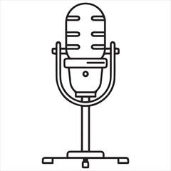 Retro microphone on a stand line art illustration

