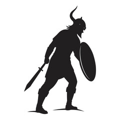 Viking standing with horn silhouette