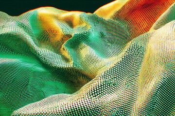 Abstract Data Landscape - Green, Yellow, and Orange Woven Texture.