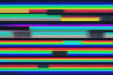 Abstract Rainbow Glitch Effect Horizontal Stripes Pattern.