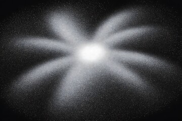 Abstract glowing light burst with swirling arms in dark space.