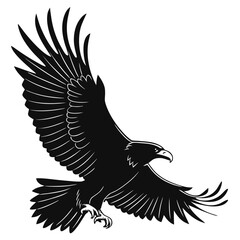 Eagle landing with wings wide silhouette