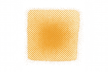 Orange halftone square graphic element creating gradient effect with rounded corners on transparent background