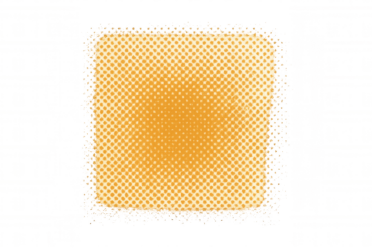 Orange halftone square graphic element creating gradient effect with rounded corners on transparent background - Powered by Adobe