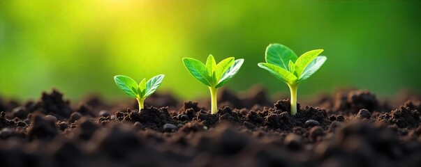 Vibrant Green Sprouts Emerging from Soil A Symbol of Spring Renewal and Bountiful Growth