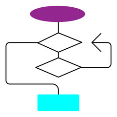 Artificial Intelligence Algorithm Process Flow Vector Icon