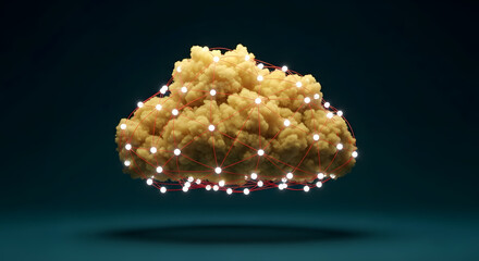 Futuristic Technology Innovation Background, Digitally with gold cloud