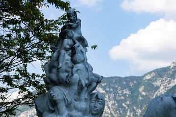 Statues in the cemetery of the Vajont victims in Longarone, Italy
