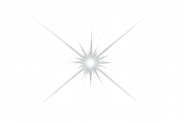 Glowing bright star effect with sparkling rays, abstract light source, and luminous flare on transparent background