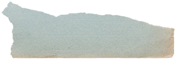 Piece of faded vintage book sheet, old blue ripped paper with copy space isolated for design