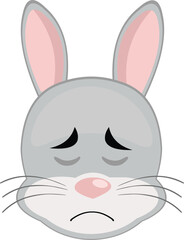 vector illustration emoticon character face rabbit rodent animal, with a sadness and regret expression