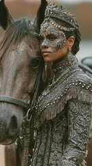 Obraz premium Elegant Halloween horse rider in costume