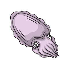 A light purple squid illustration with dark outlines and a transparent background isolated on white