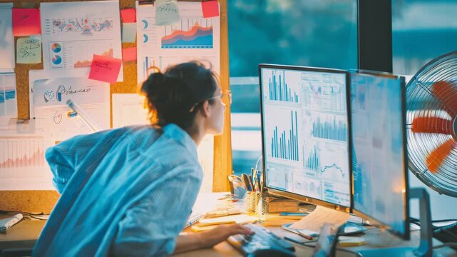 Data specialist compiling comprehensive market analysis documents sorting consumer and competitor information for indepth market insights in a bright workspace.