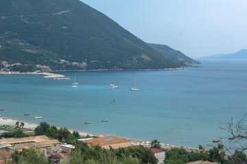 Sunset view of village of Vasiliki at Lefkada, Greece