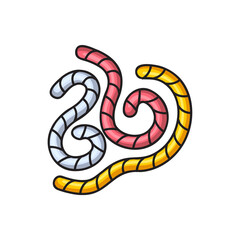 Fototapeta premium Abstract Pixel Art Swirls of Pink White and Yellow Candy Cane Shapes on Transparent Background