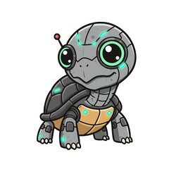 Obraz premium A cartoon robot turtle with glowing accents