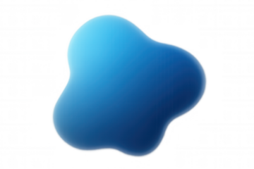Abstract blue fluid liquid shape gradient amoeba blob art minimal organic wave flowing on transparent background