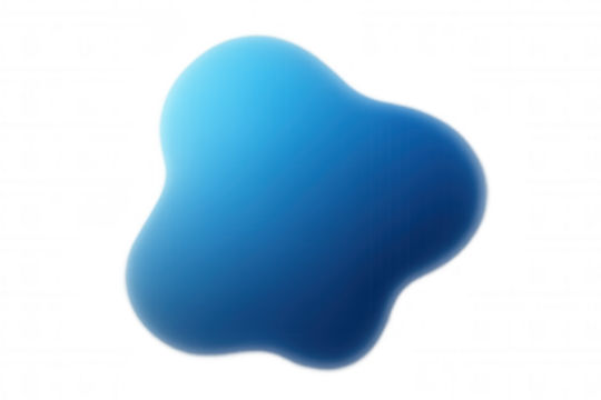 Abstract blue fluid liquid shape gradient amoeba blob art minimal organic wave flowing on transparent background