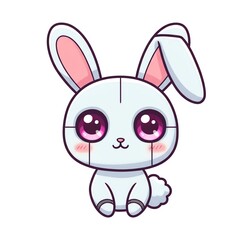 Obraz premium A stylized robot bunny with large pink eyes and a fluffy tail