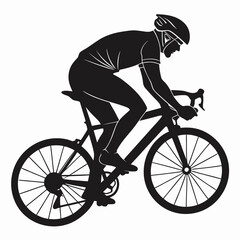 Naklejka premium Cyclist leaning forward silhouette