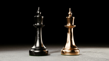 chess pieces on black