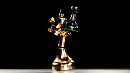 Chess piece king crushed by a pawn