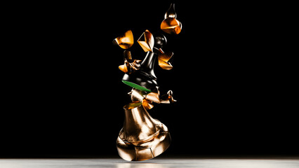 Chess piece king crushed by a pawn